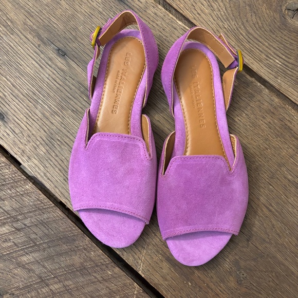 LES ITALIENNES Made In‎ Italy Suede Flat Sandals Size 37 - Picture 1 of 5